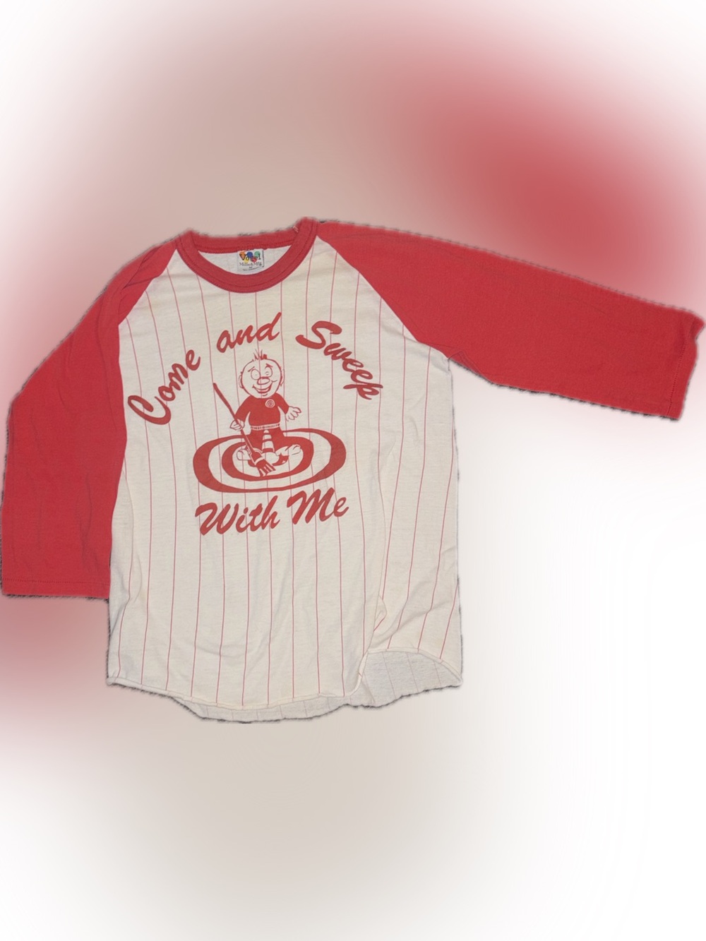 Vintage Curling “Come and Sweep With Me” Raglan Shirt Vogel Mills M